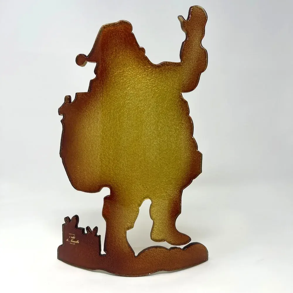 I Vetri Di Nennella Italy Art Glass Santa Claus Standing Tealight Luminary 11.5